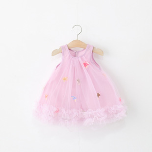 女童无袖连衣裙夏天儿童女宝宝甜美可爱网纱公主背心裙子0一1-3岁