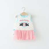 儿童小女孩卡通花苞公主裙子洋气婴儿宝宝夏装 女童无袖 连衣裙夏季