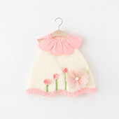 儿童小女孩花瓣领棉布公主裙子婴儿女宝宝夏装 女童无袖 连衣裙夏季