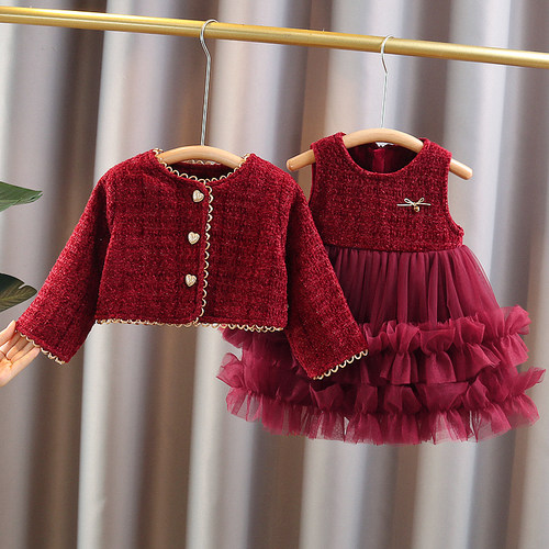 儿童女宝宝小香风蓬蓬纱公主裙子