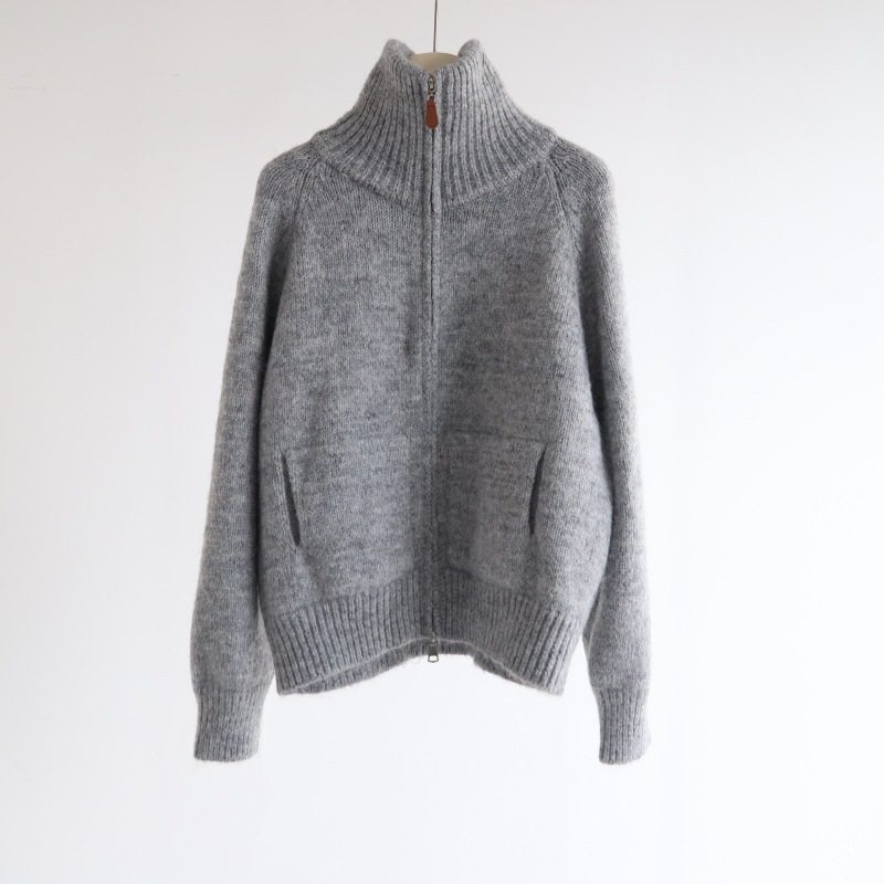 秋冬新款加厚高领双头拉链外套女插肩袖口袋宽松叠穿廓形粗针毛衣