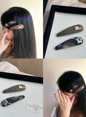 Girl to Queen格纹发夹甜美可爱侧边刘海夹高级发夹