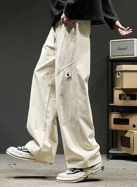 休闲裤男女同款潮牌简约工装春秋季新款百搭直筒长裤