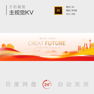 四川成都地标建筑文化旅游金红色城市发展创新背景板主视觉海报KV