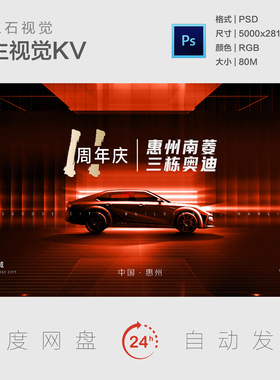 红色汽车周年庆典开业典礼创意设计新品发布会主视觉背景展板KV