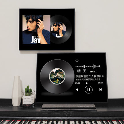 周杰伦海报电表箱装饰画明星黑胶唱片CD新款网红挂画配电箱遮挡画