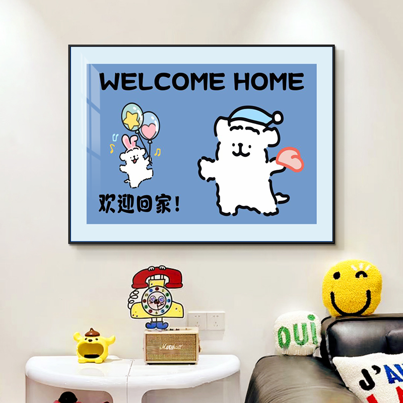 线条小狗电表箱装饰画卡通创意电闸盒弱电箱挂画多媒体开关遮挡画图片