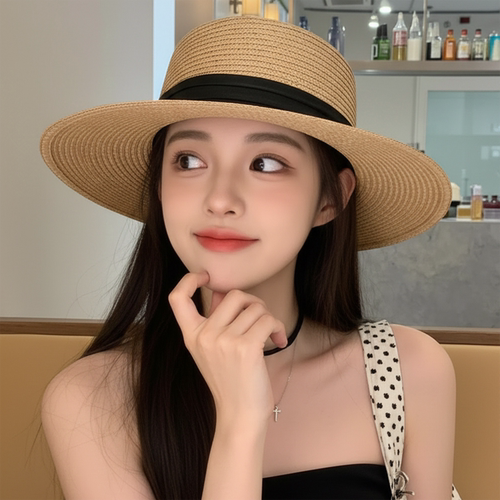 2026新款法式度假草帽女款夏季宽檐礼帽显脸小防晒遮阳帽编织草帽
