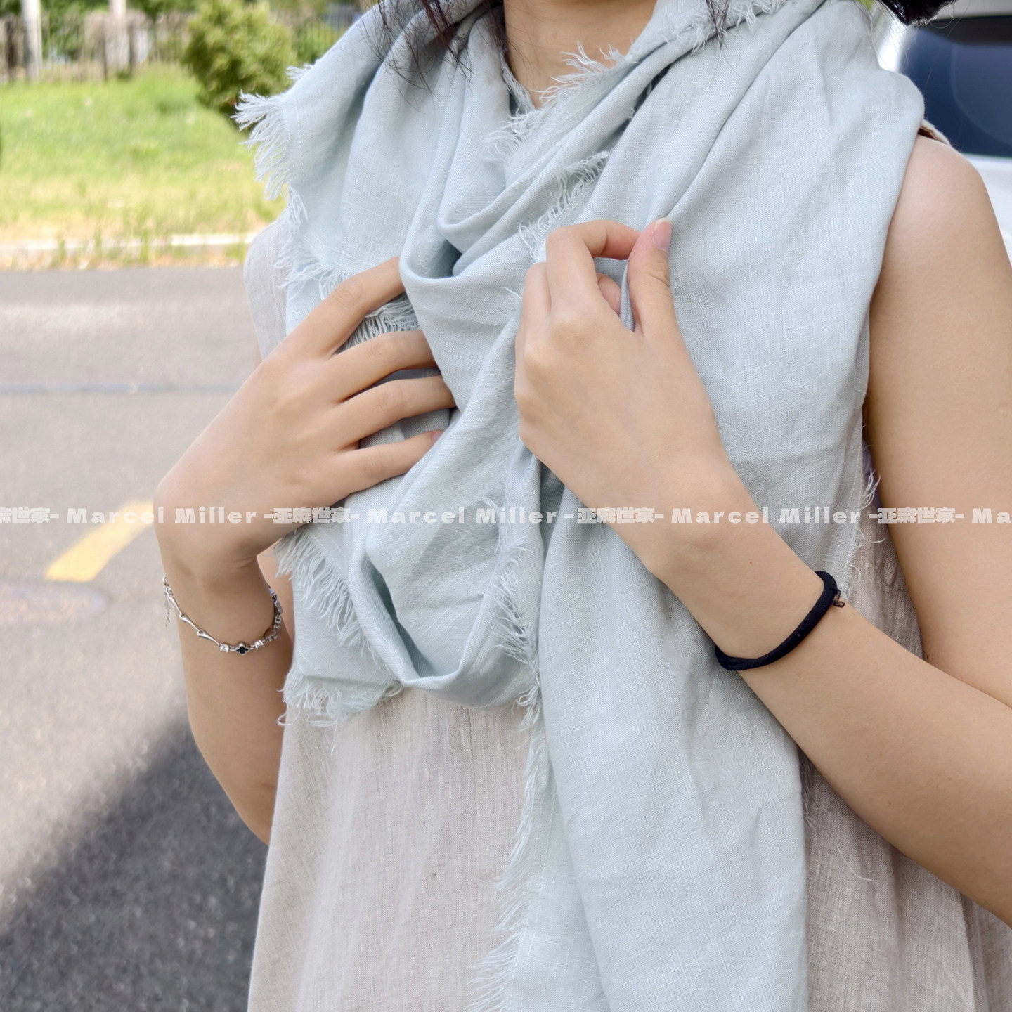 100%天然汉麻做旧围巾 防风透气内敛质感温差天护颈 男女通勤披肩