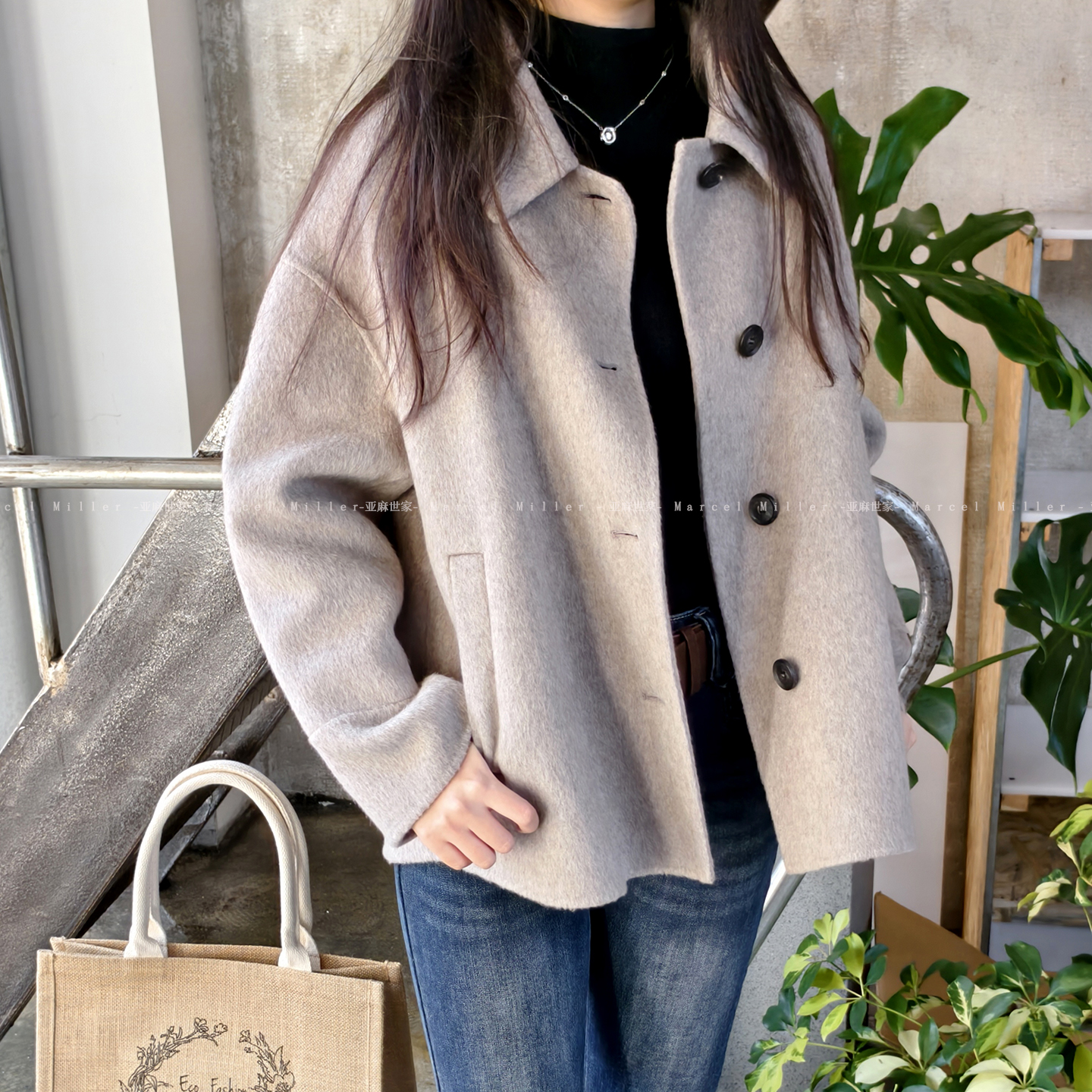 冬高级感短款毛呢外套