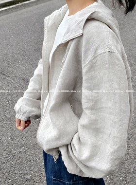 双层汉麻加厚连帽棒球服外套