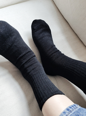 S136亚麻男士高筒手工对目无骨袜子 商务黑色男袜 吸汗抑菌不闷脚
