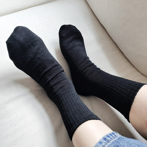 亚麻男士手工对目高筒无骨袜