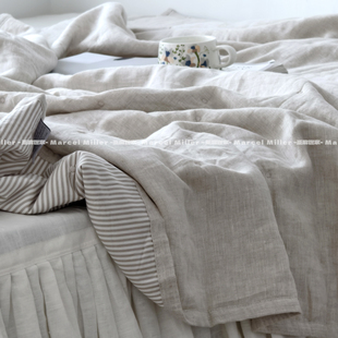 200x230cm双面可用 棉麻夹被150x210cm 朴素亚麻棉春秋被 夏凉被