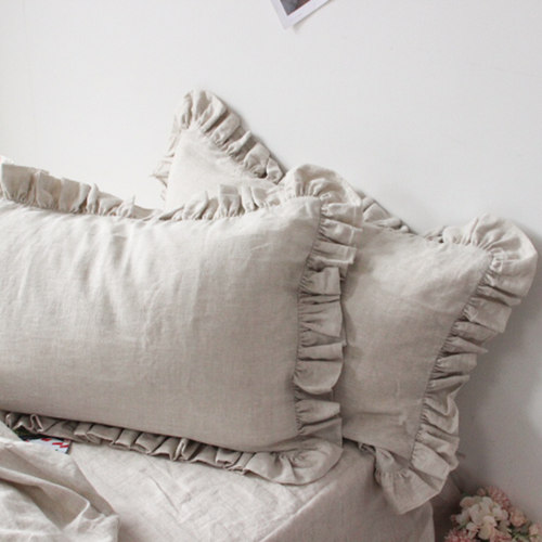 微瑕特价清仓 百分百亚麻 汉麻枕巾荷叶边 鱼尾款枕套 抱枕套