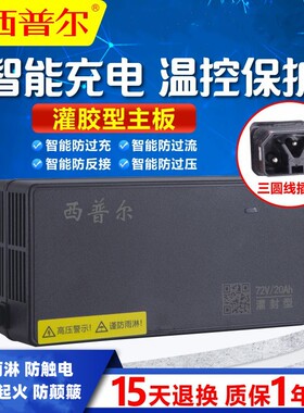 适用雅迪冠能电动车充电器60v20ah西普尔72v3A石墨烯电瓶三圆柱线