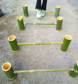 幼儿园户外竹子玩具竹筒跨栏架儿童小跨栏田径体育感统训练器材