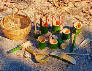 幼儿园沙池水池玩水区沙滩沙坑沙堆玩水戏水小工具竹子玩具安吉