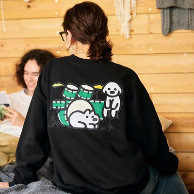 matsui圆领卫衣男打鼓小狗无帽衫