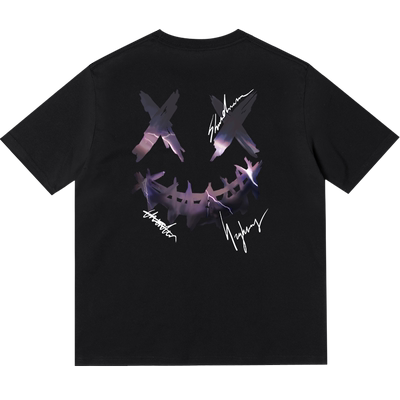 初夏新款短袖t恤男女自然景色涂鸦笑脸国潮半袖港味嘻哈情侣夏装