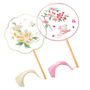 扇子古风女双面刺绣团扇结婚新娘汉服旗袍中国风手工中式成品宫扇