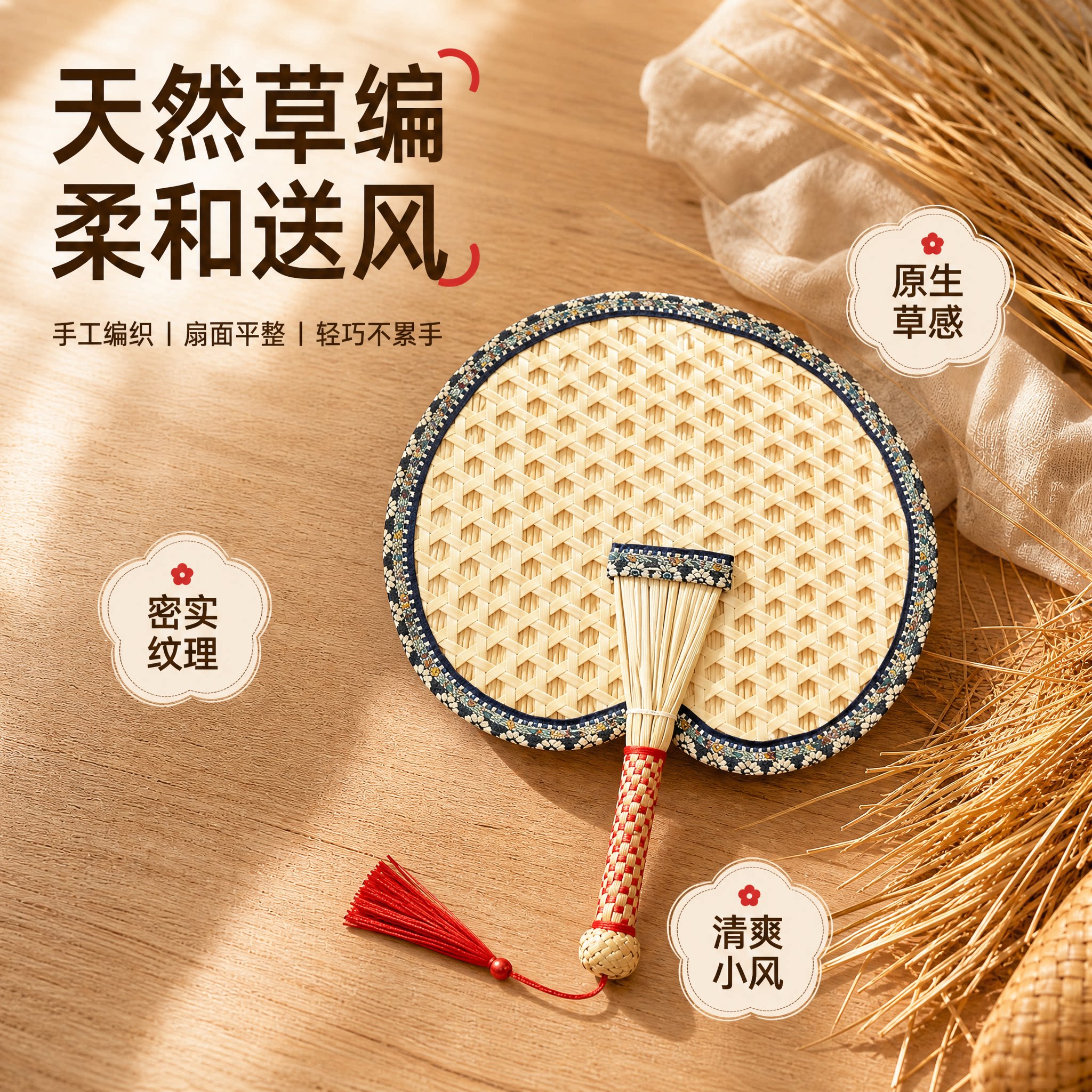 甩坏包赔扇子丨夏天耐用蒲老式扇