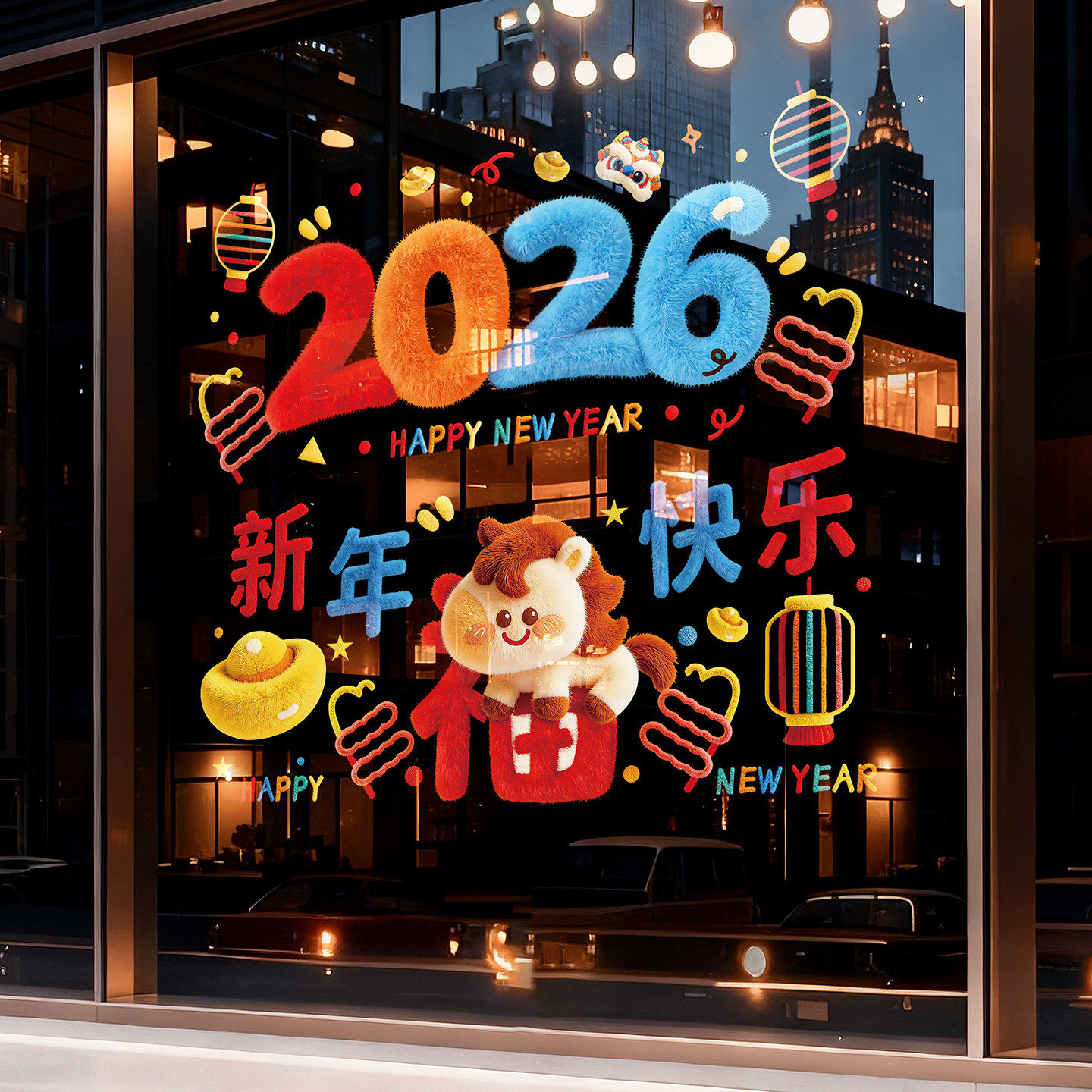 2026马年玻璃贴福字春节装饰静电贴新年商场橱窗户窗贴墙贴过年布,家居饰品,软装墙贴,淘宝优惠券,粉丝福利购,淘宝优惠卷