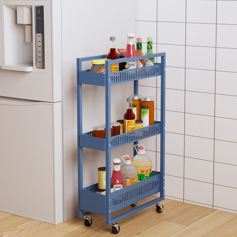北欧置物架推车落地多层可移动手推车储物架金属超窄风置地式角架