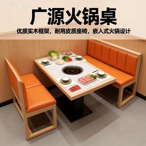 卡座沙发餐桌椅火锅桌椅组合商用