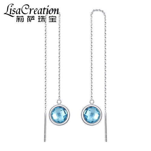 莉萨耳线白18k金附证书托帕石