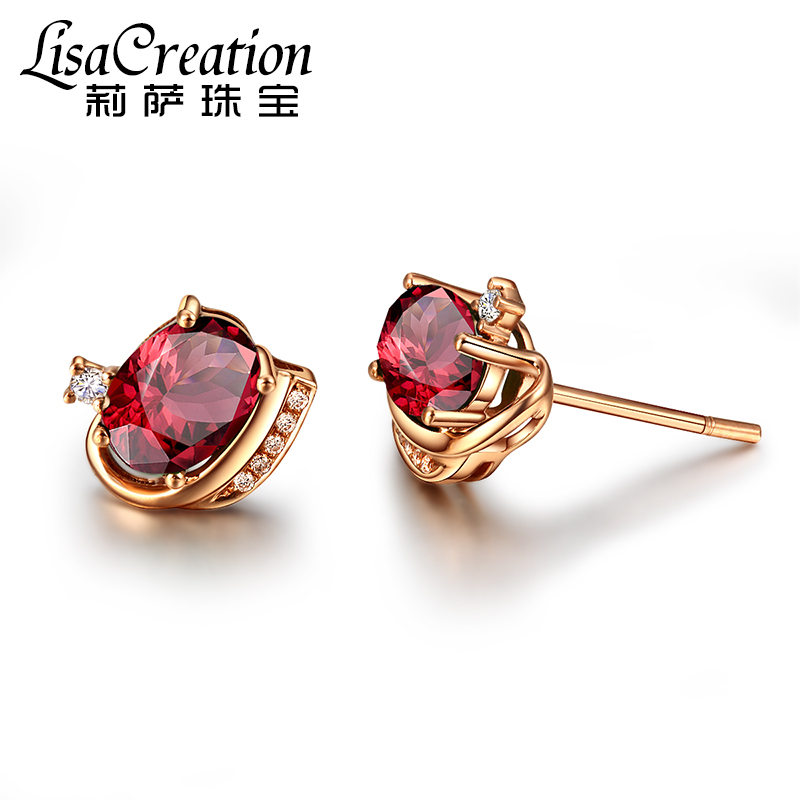 莉萨克拉18k金镶耳环天然宝石