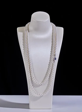 双层叠戴款珍珠毛衣链 6-10mm冬新款轻奢天然澳母贝高品