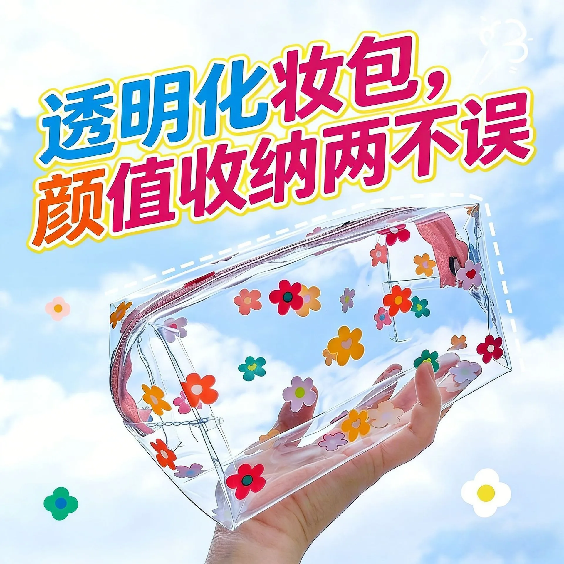 韩国ins便携化妆包透明防水大容量可爱大号洗漱收纳包