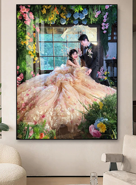 定制婚纱照挂画烤瓷晶瓷镜面来图定做修复高清打印洗照片结婚照