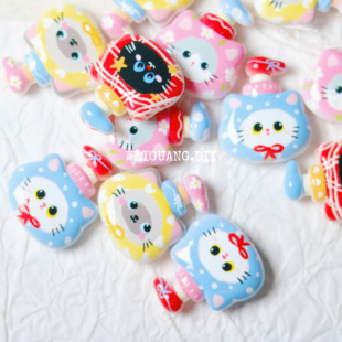 可爱小猫暹罗猫洗手液通孔饰品异形珠散珠串珠diy配件手机链挂件