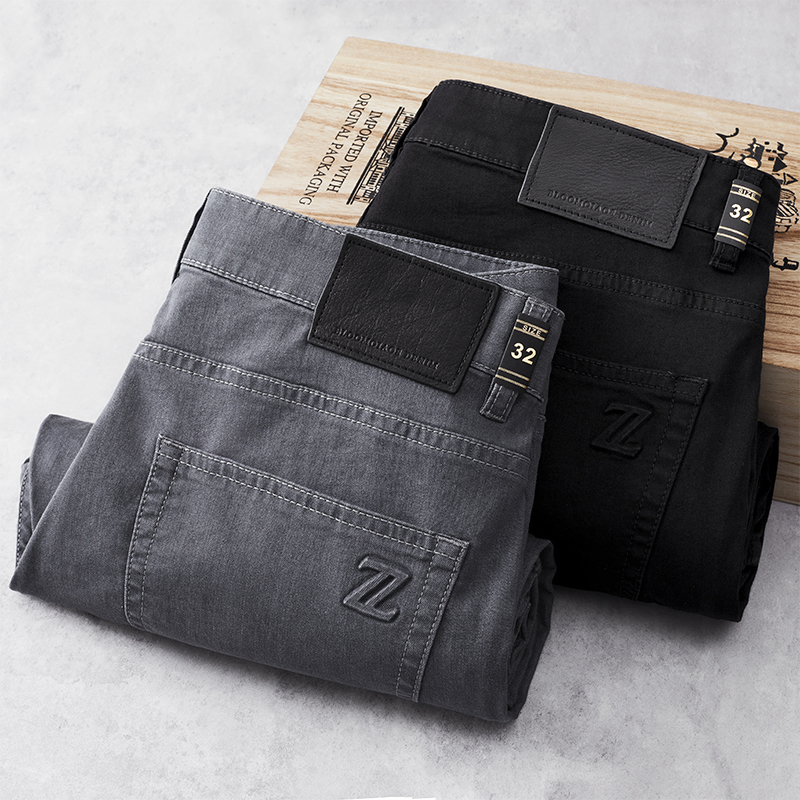 春夏新款冰丝印花轻薄牛仔裤男