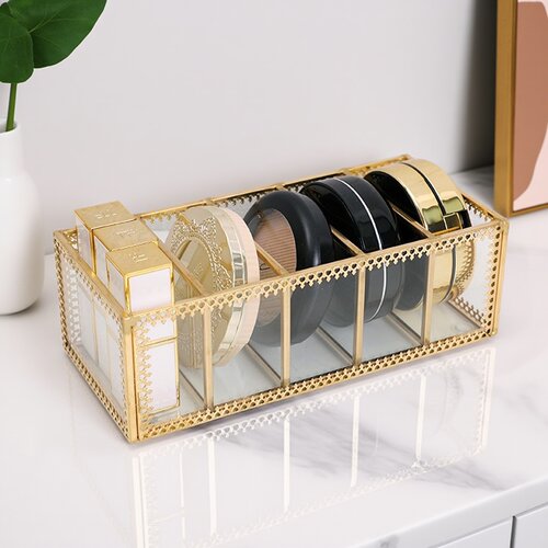 欧式玻璃梳妆台眼影口红收纳盒