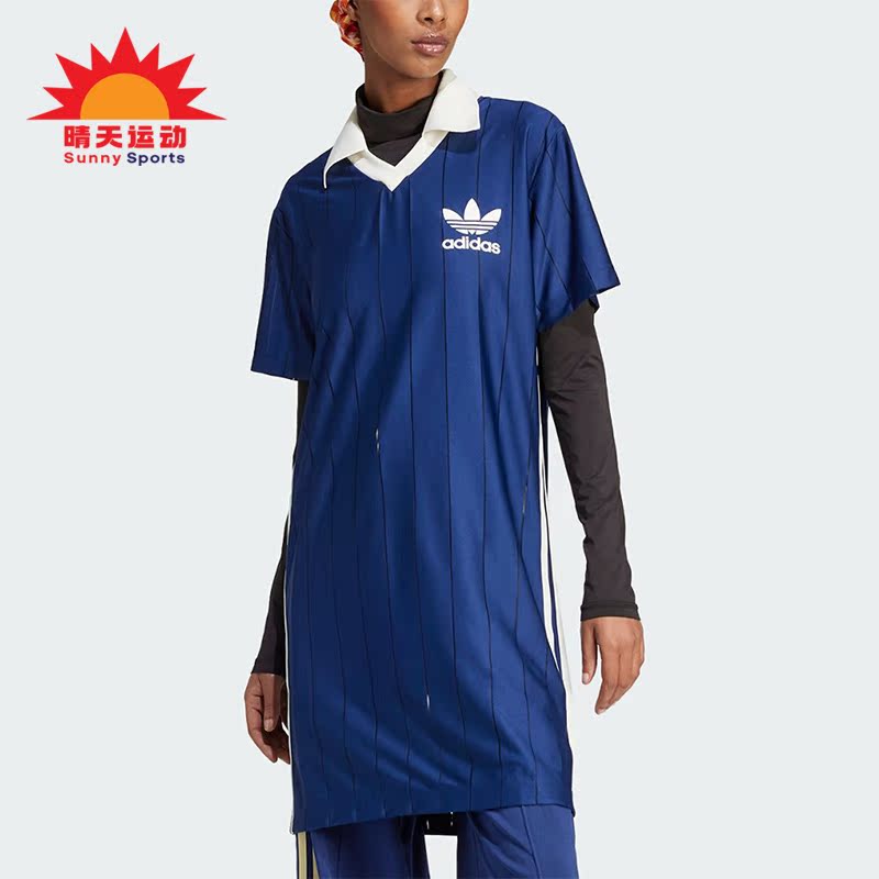 阿迪达斯女士短袖翻领连衣裙