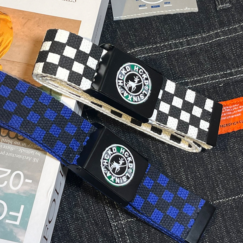韩版皮带男女潮ins个性青年学生帆布腰带百搭简约休闲平滑扣裤带