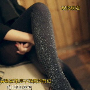 春秋中厚亮晶晶亮丝银葱丝打底裤薄款袜金丝银丝线袜子闪亮丝袜女