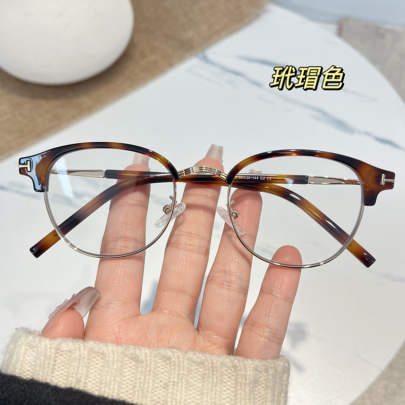 复古金属小框眉毛框可配近视