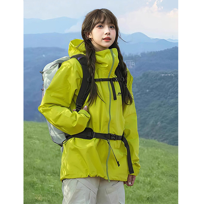 卡盛荧光绿冲锋衣外套女2025新款