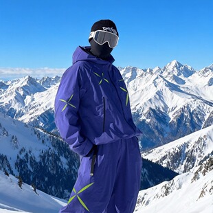 卡盛蓝色星芒滑雪服套装男2025新款户外防风加厚外套双板雪服装备