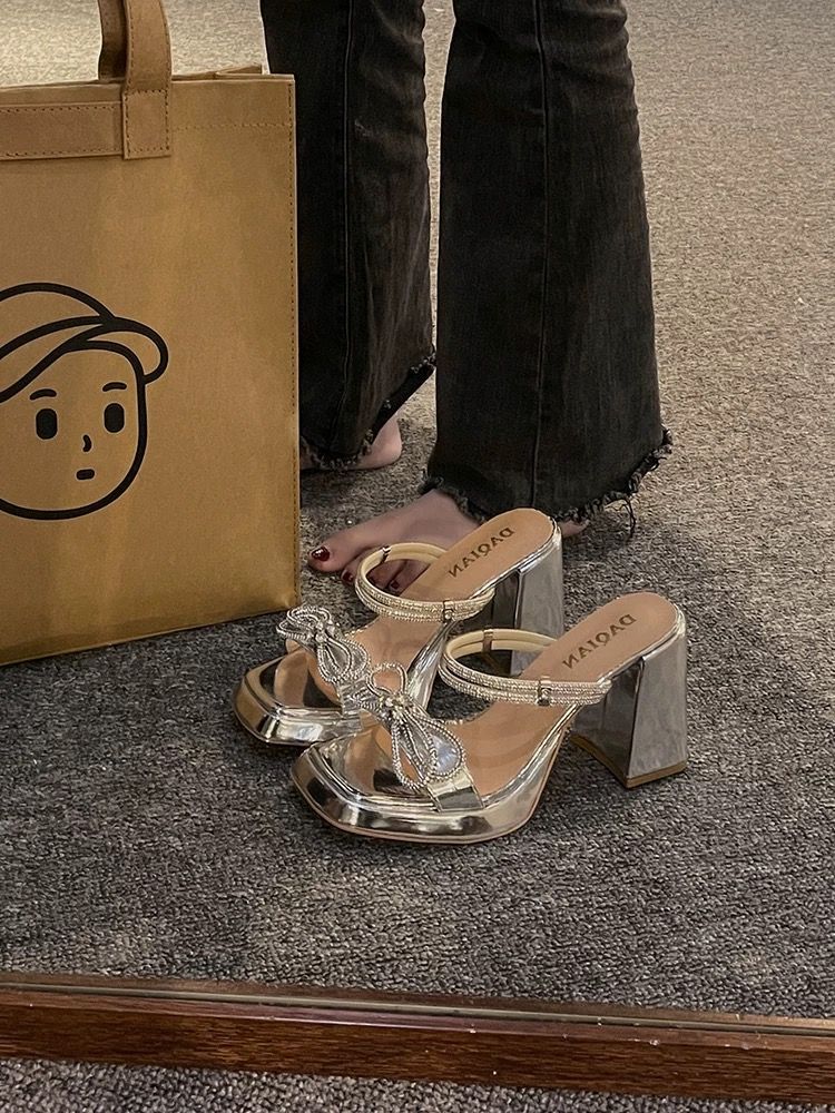 其他粗跟韩版蝴蝶结拖鞋