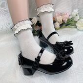 少女洛丽塔lo鞋 lolita鞋 子圆头可爱日系甜美低跟平底圆头JK小皮鞋