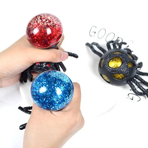 New Horrifying Black Spider Squeeze Gold Powder Spider Pinch