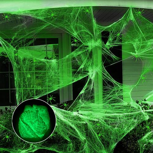 Halloween Fluorescent Spider Webs,Glow In The Dark Spider We