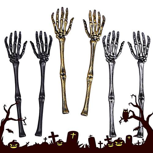 1Pair Halloween Fake Skeleton Hands Bone Arm Scary Human