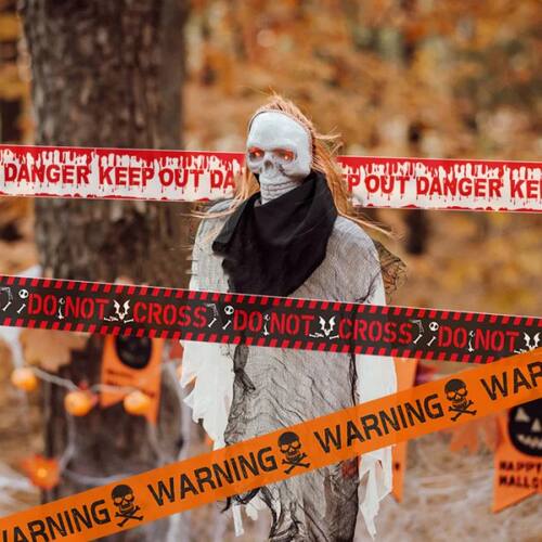 1pc Halloween Warning Strip Plastic Isolation Tape Party Hau