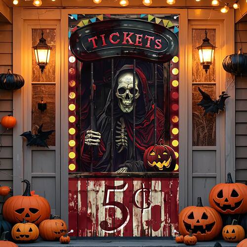 Halloween Door Decorations Halloween Door Cover Evil Circus